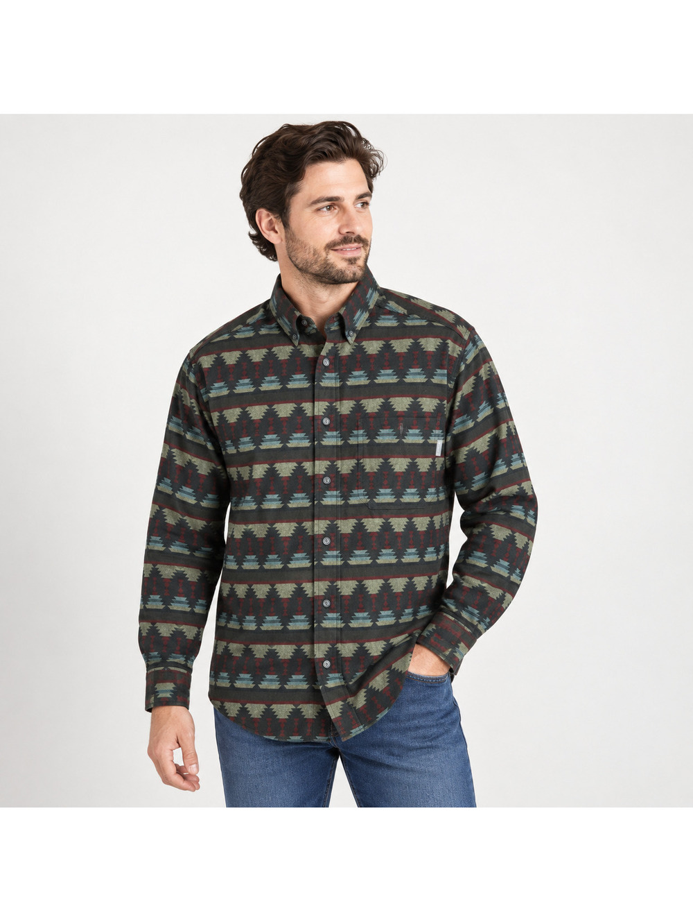 Woolrich Deep Hunter Southwest Blanket Men's Shirt Medium 100% Cotton